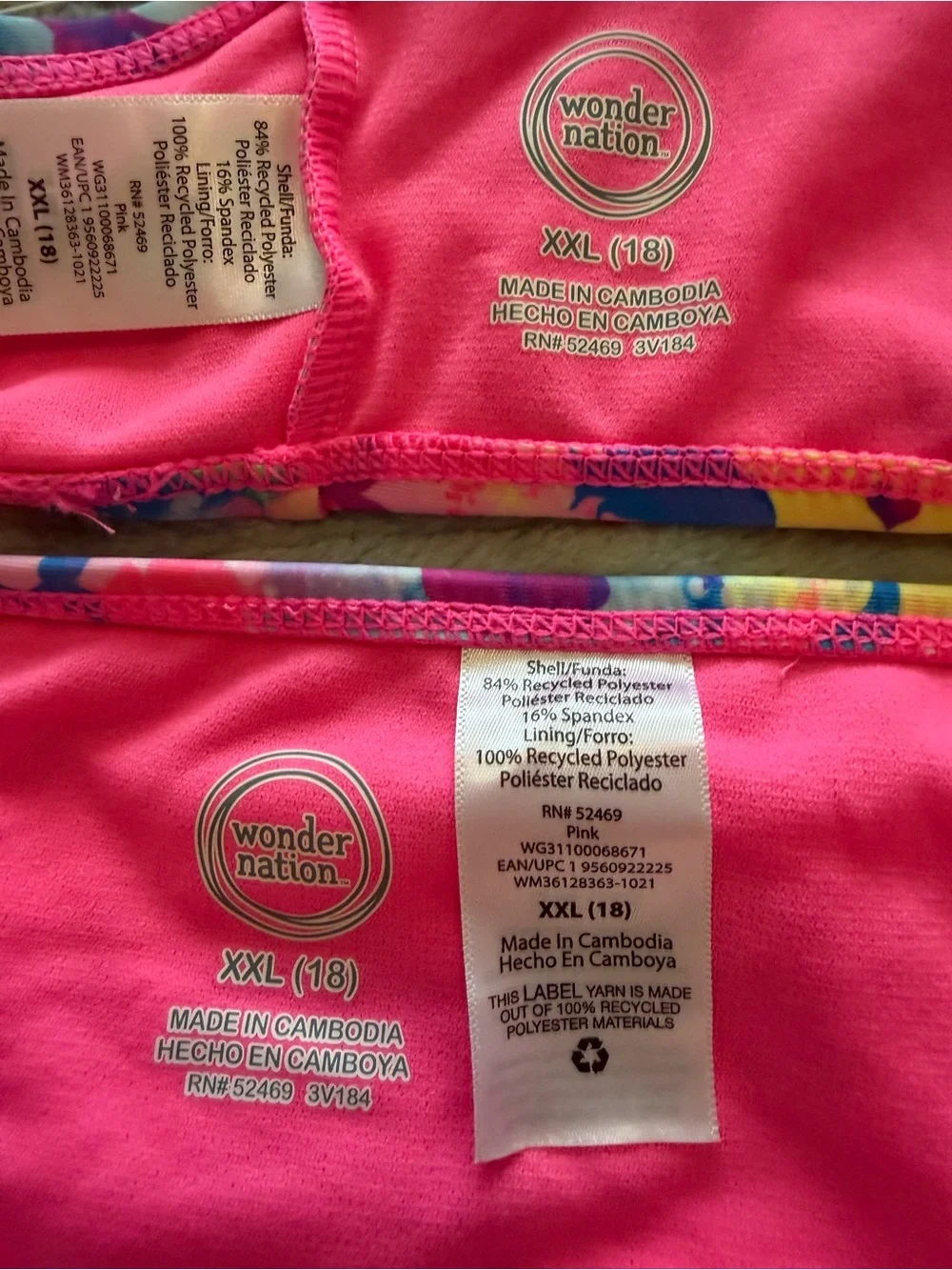Wonder Nation Girls' Pink Multi Mermaid Print Two-Piece Swimsuit Size 18 XXL
